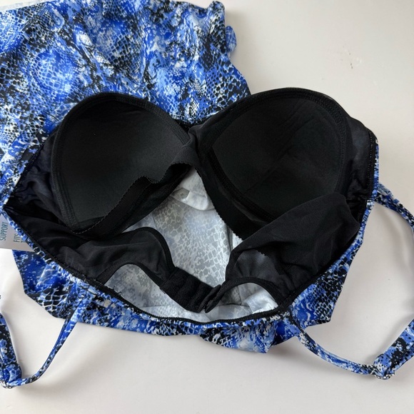 Swim Solutions Tankini Bikini Top Womens 12 Blue Snake Print NWT - Princess Seam - Picture 6 of 11